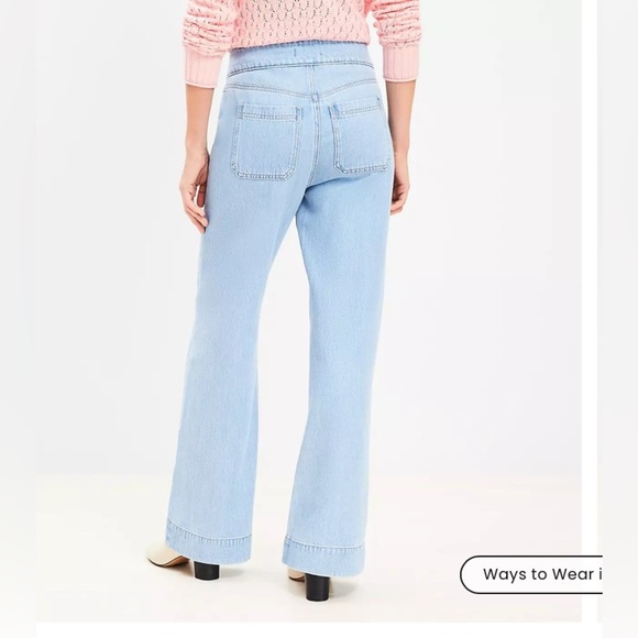 The Loft Patch Pocket High Rise Wide Leg Jeans Size 33 - Picture 2 of 16